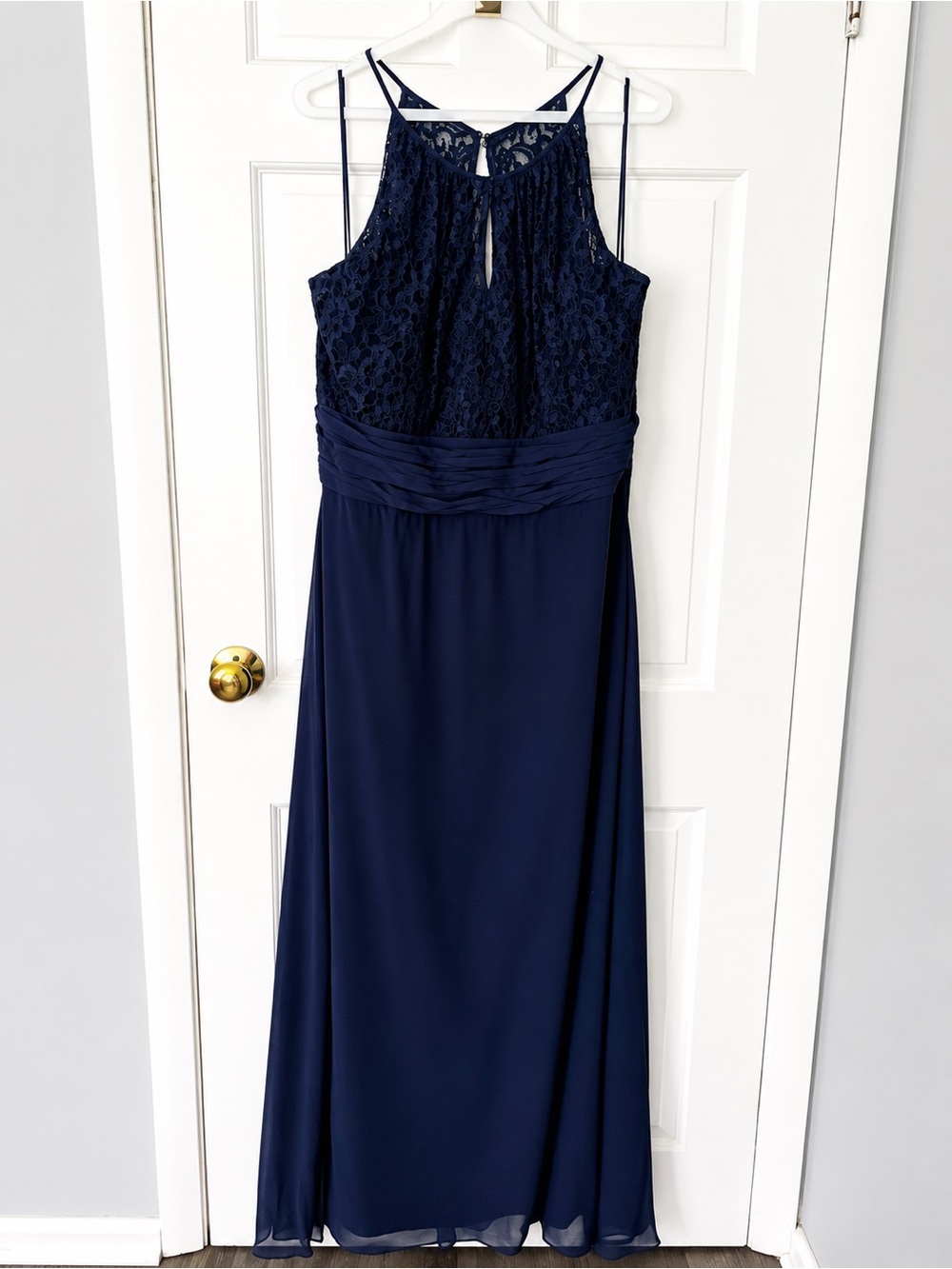 Jasmine Navy Lace Bodice Formal Dress Size N20 ALTERED. - Picture 1 of 6